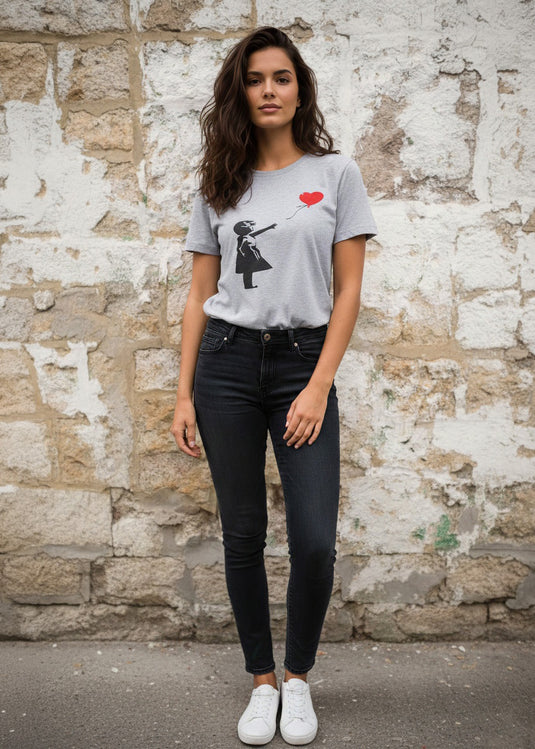 T-shirt - Girl with Balloon Grau