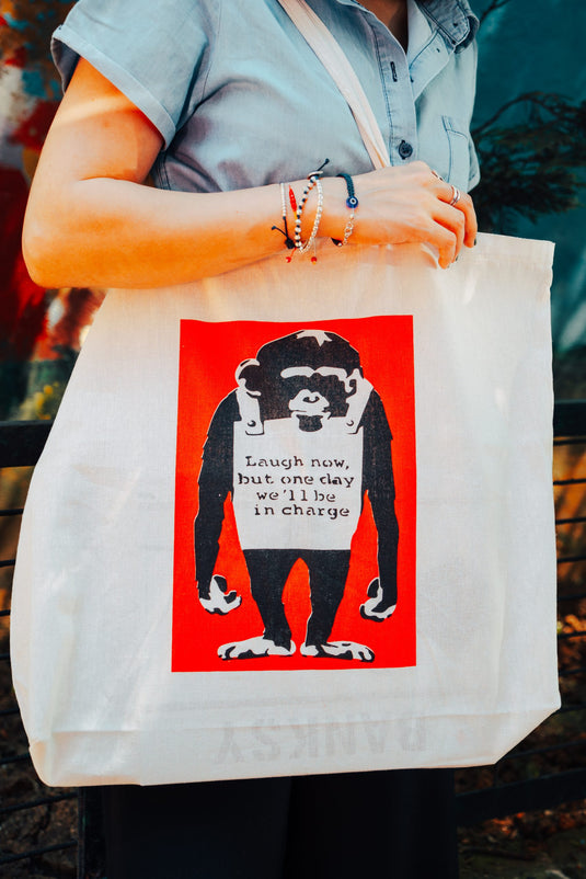 Jutebeutel groß - Laugh Now Rot