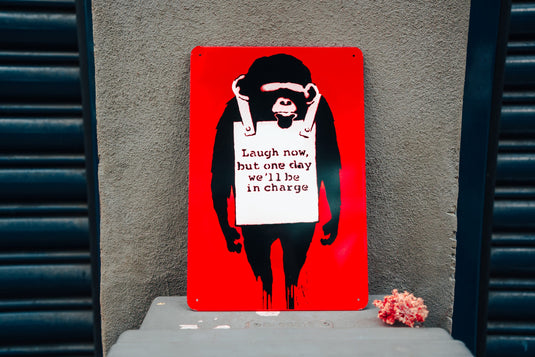 Metall Platte - Laugh Now (Rot)