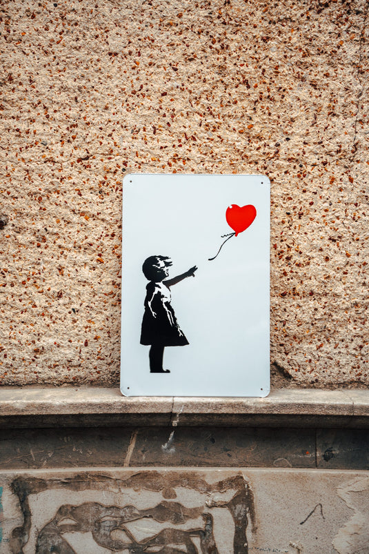 Metall Platte - Girl with Balloon