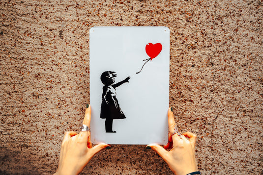 Metall Platte - Girl with Balloon