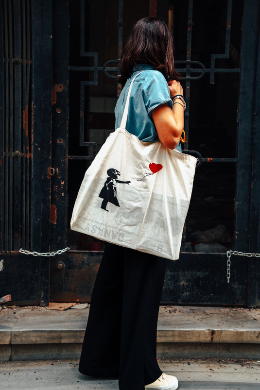 Jutebeutel groß - Girl with Balloon