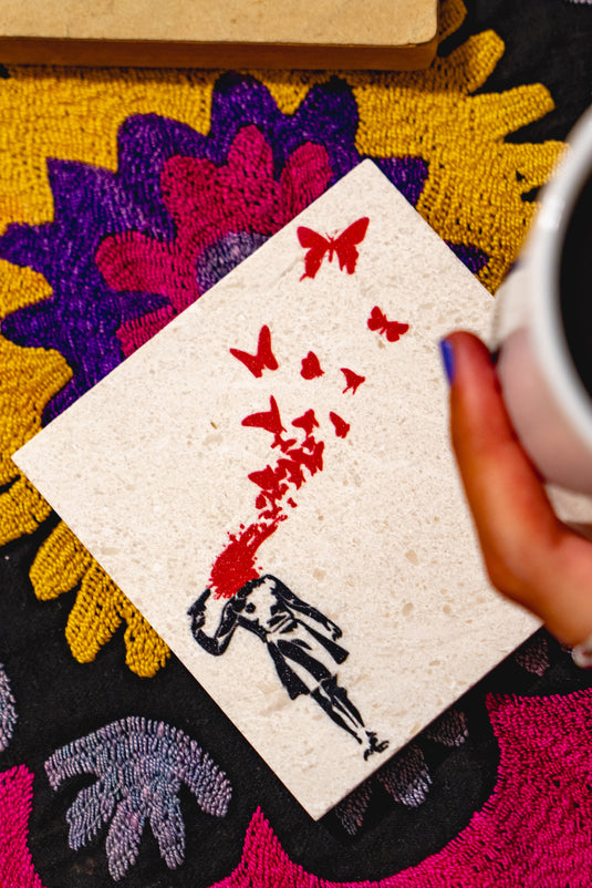 Stein Untersetzer - Butterfly Girl