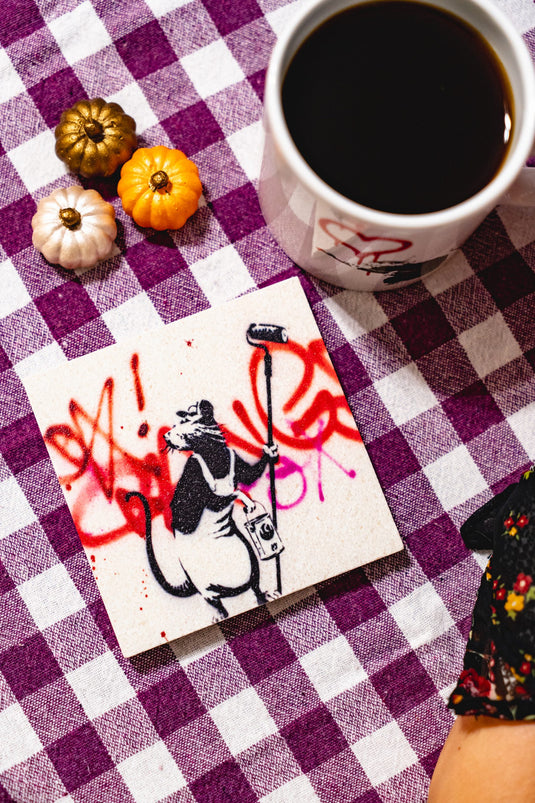 Stein Untersetzer - Painting Rat