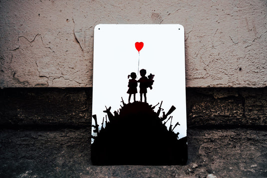 Metall Platte - Kids on Guns