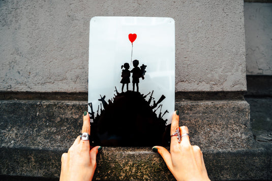 Metall Platte - Kids on Guns