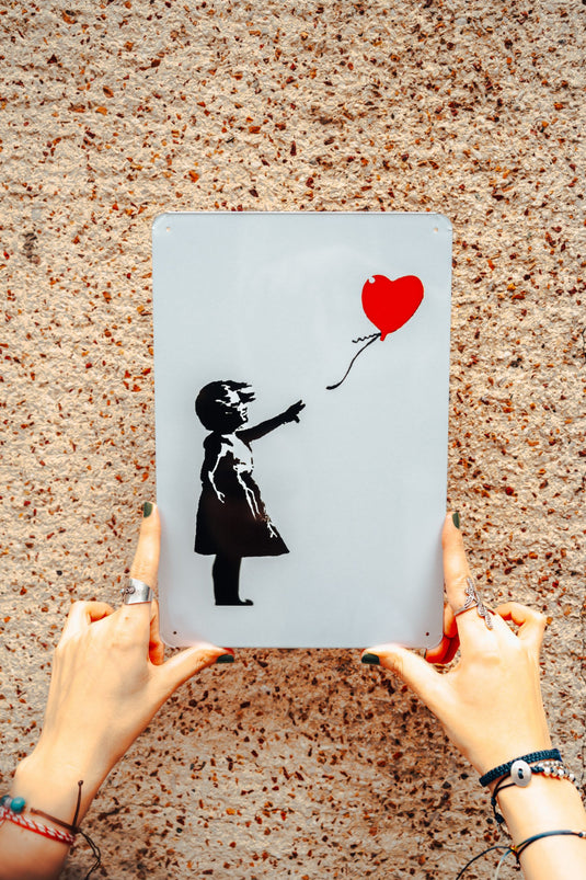 Metall Platte - Girl with Balloon