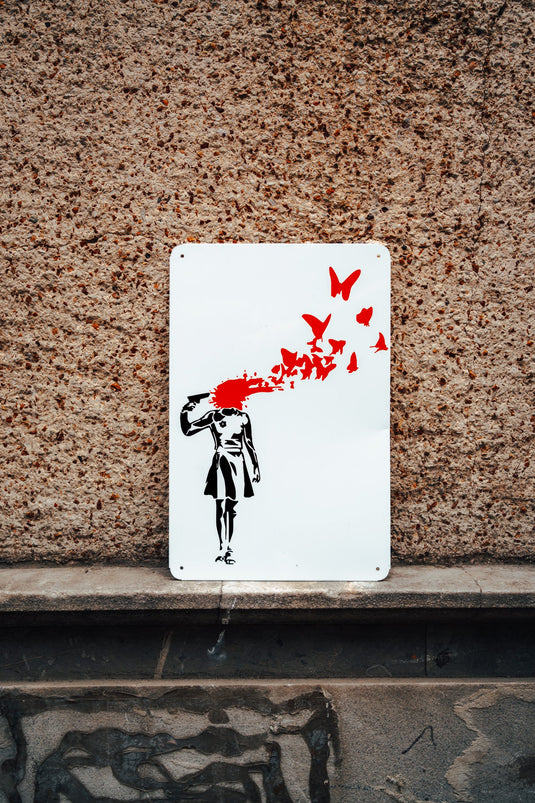 Metall Platte - Butterfly Girl