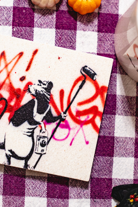 Stein Untersetzer - Painting Rat