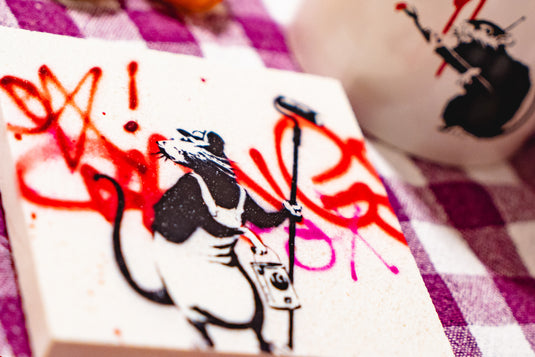 Stein Untersetzer - Painting Rat