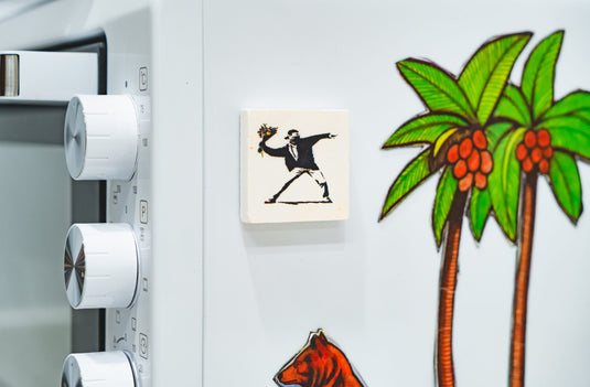 Stein Magnet - Flower Thrower (weiß)