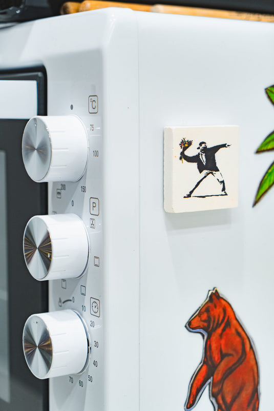 Stein Magnet - Flower Thrower (weiß)